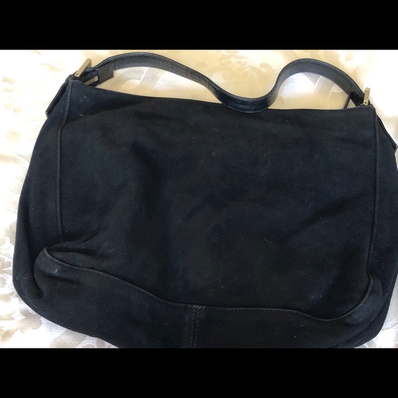 Authentic Fendi Black Swede Shoulder Purse Handbag - Picture 4 of 8